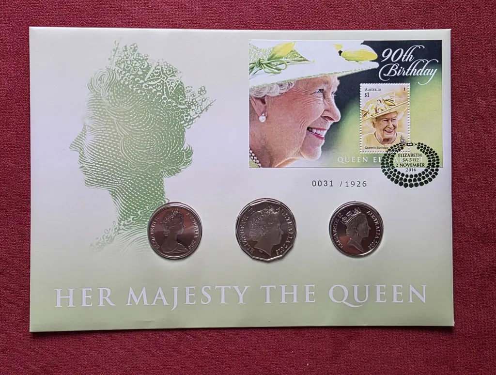 2016 (2nd Nov) QEII 90th B'day 20c x 2 & 50c PNC ... Image 1++