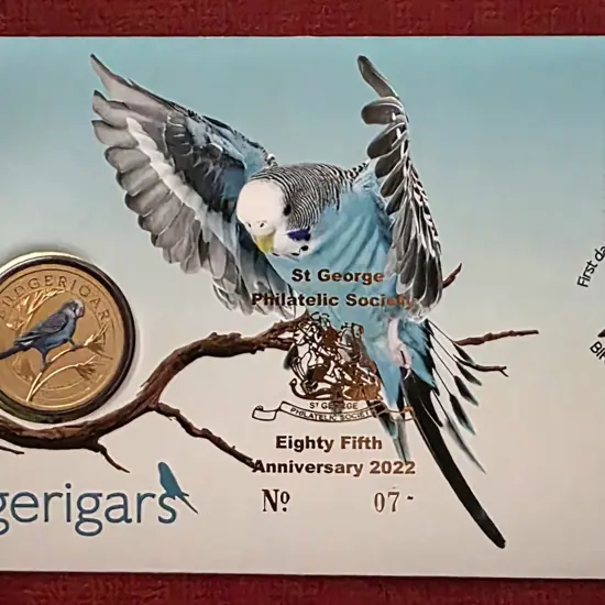 2022 (11th July) Budgerigars with $1.20 commem & ...