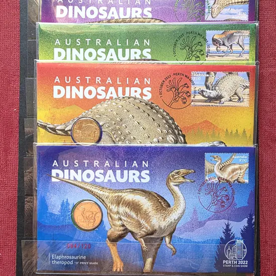 2022 (30th Sept-2nd Oct) Dinosaurs set of 4 ovptd ...