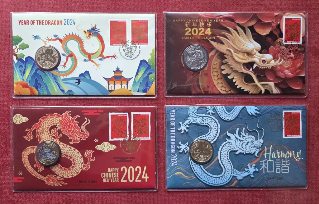 2024 Year of the Dragon x 4 diff PNC's with ... Image 1++