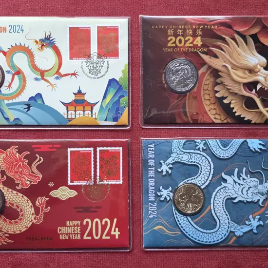 2024 Year of the Dragon x 4 diff PNC's with ...