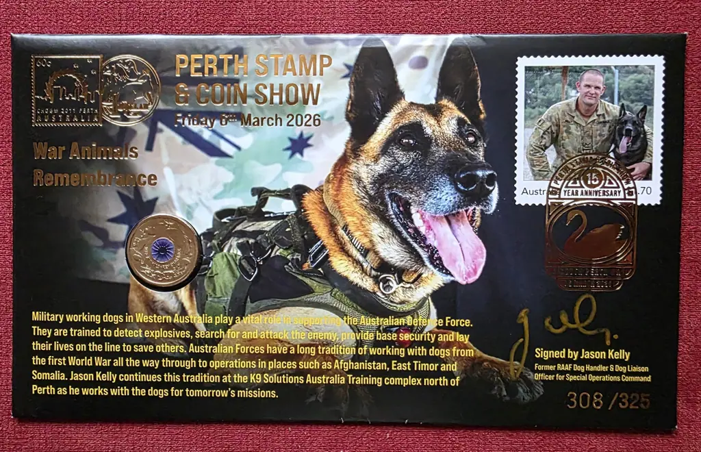 2026 (6th Mar) Perth Stamp & Coin Show War Animals ... Image 1++