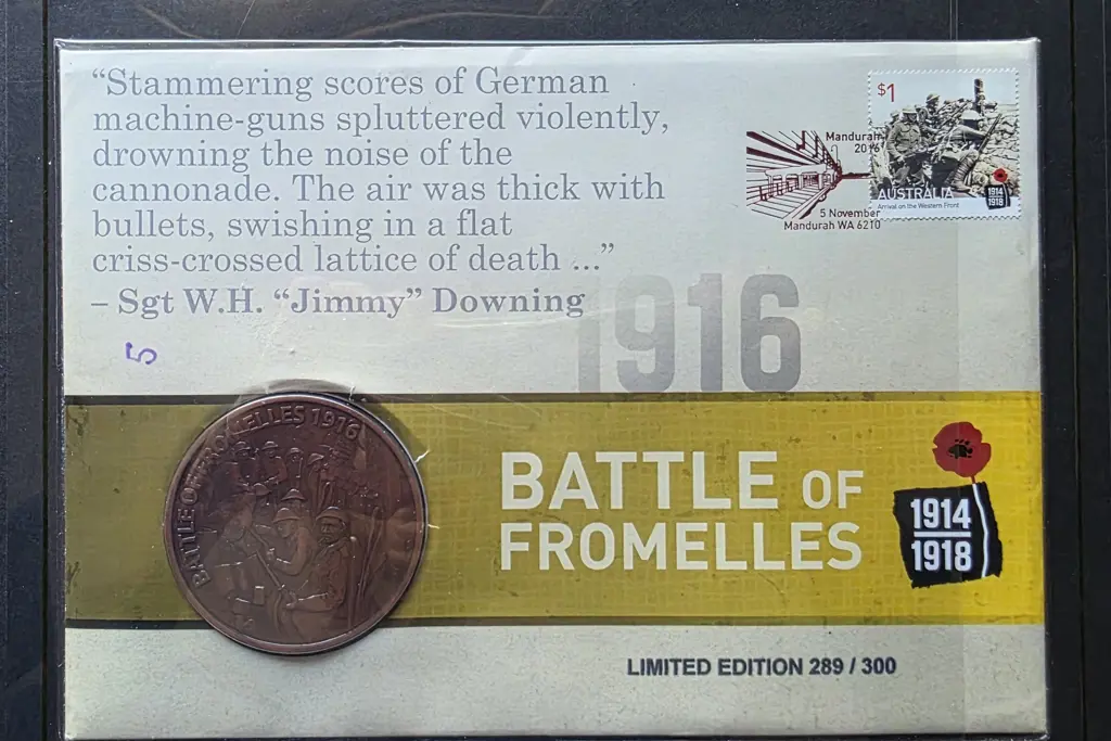 2016 (5th Nov) Battle of Fromelles medallion cover ... Image 1++