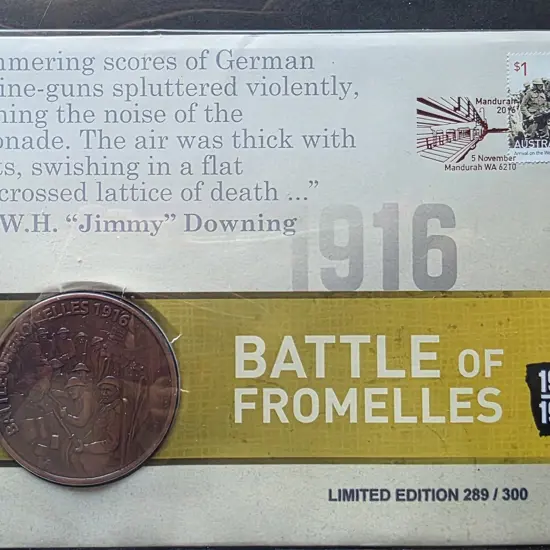 2016 (5th Nov) Battle of Fromelles medallion cover ...