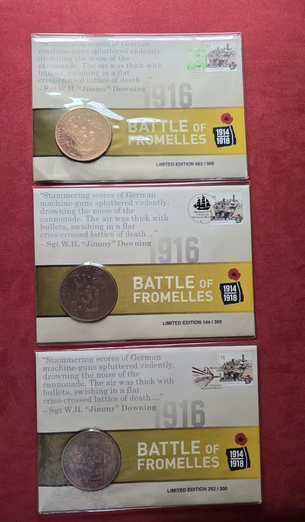 2016 Battle of Fromelles medallion covers x 3 ... Image 1++