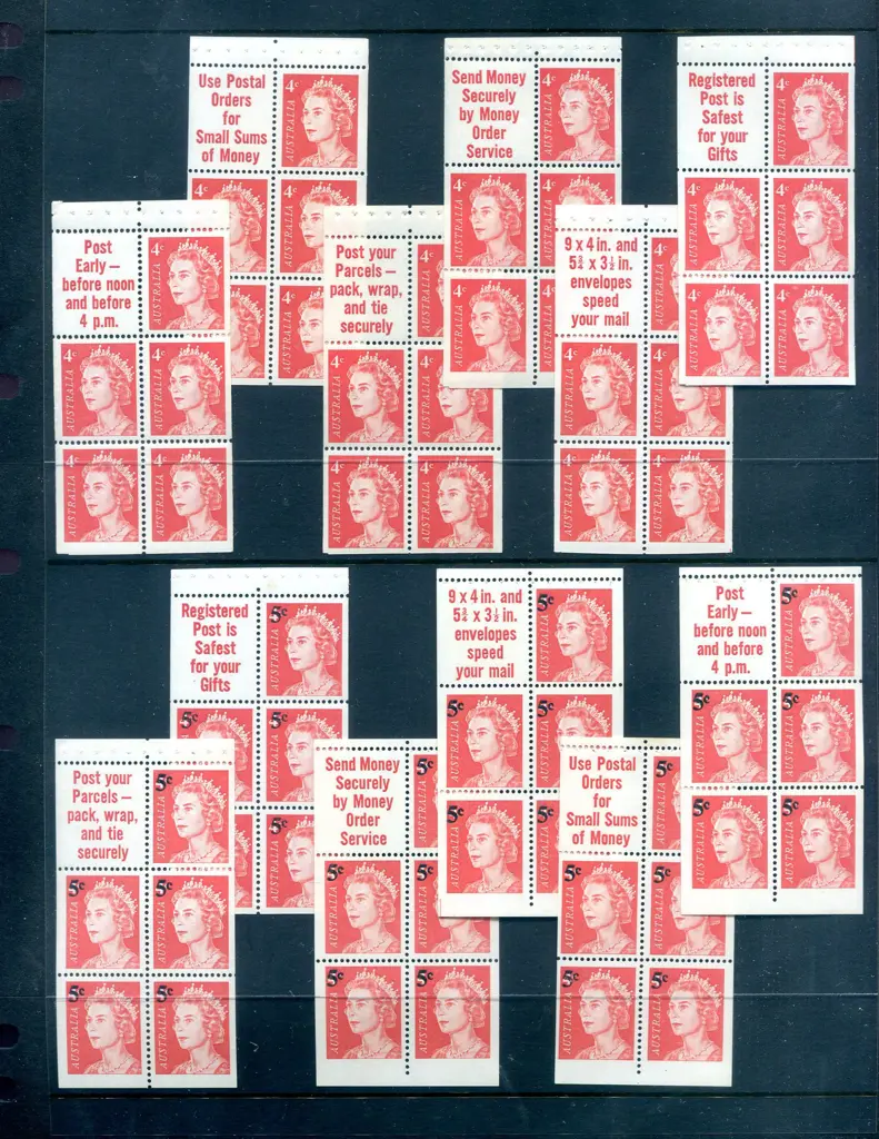 1966 4¢ red QEII booklet panes complete set of 6 ... Image 1++