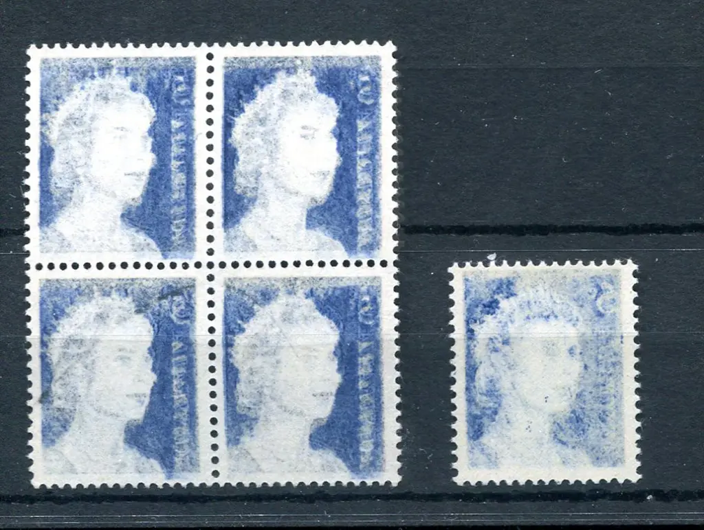 1966 5¢ blue QEII block of 4 with a full strong ... Image 1++