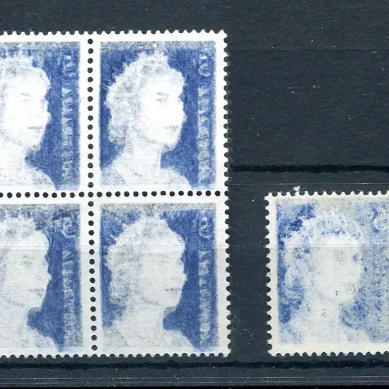 1966 5¢ blue QEII block of 4 with a full strong ...