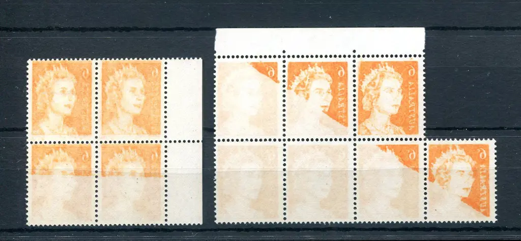 1966 6¢ orange QEII block of 4 with right with ... Image 1++