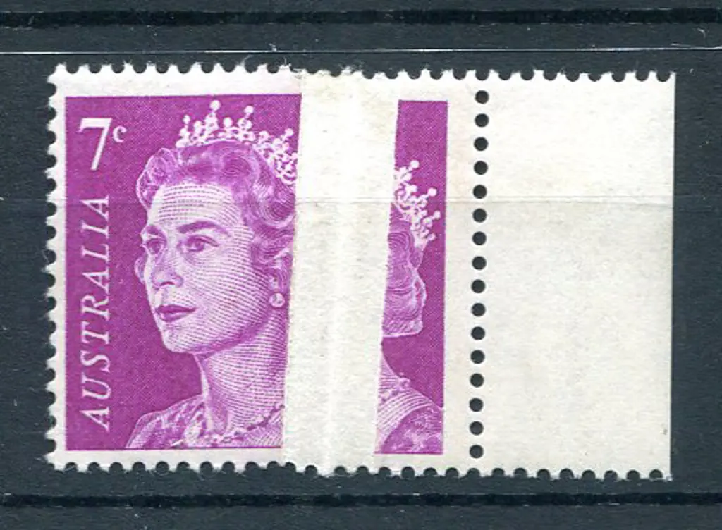 1966 7¢ QEII purple with a stunning vertical ... Image 1++