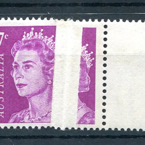 1966 7¢ QEII purple with a stunning vertical ...