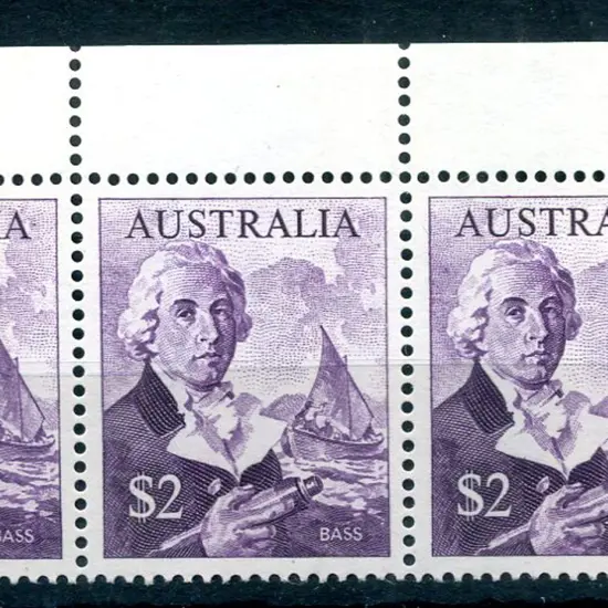 1966 $2 Bass horiz strip of 3 from top right ...