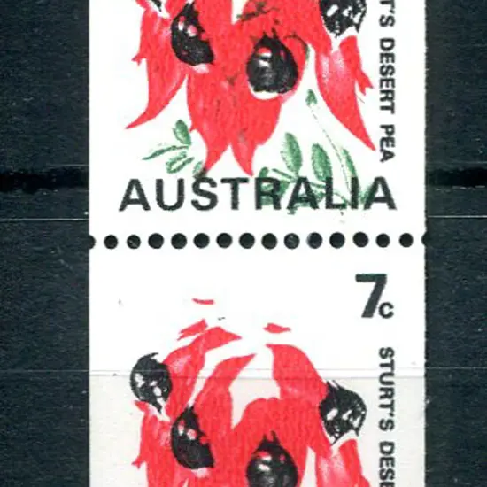 1971 7¢ Sturt's Desert Pea coil pair with the ...