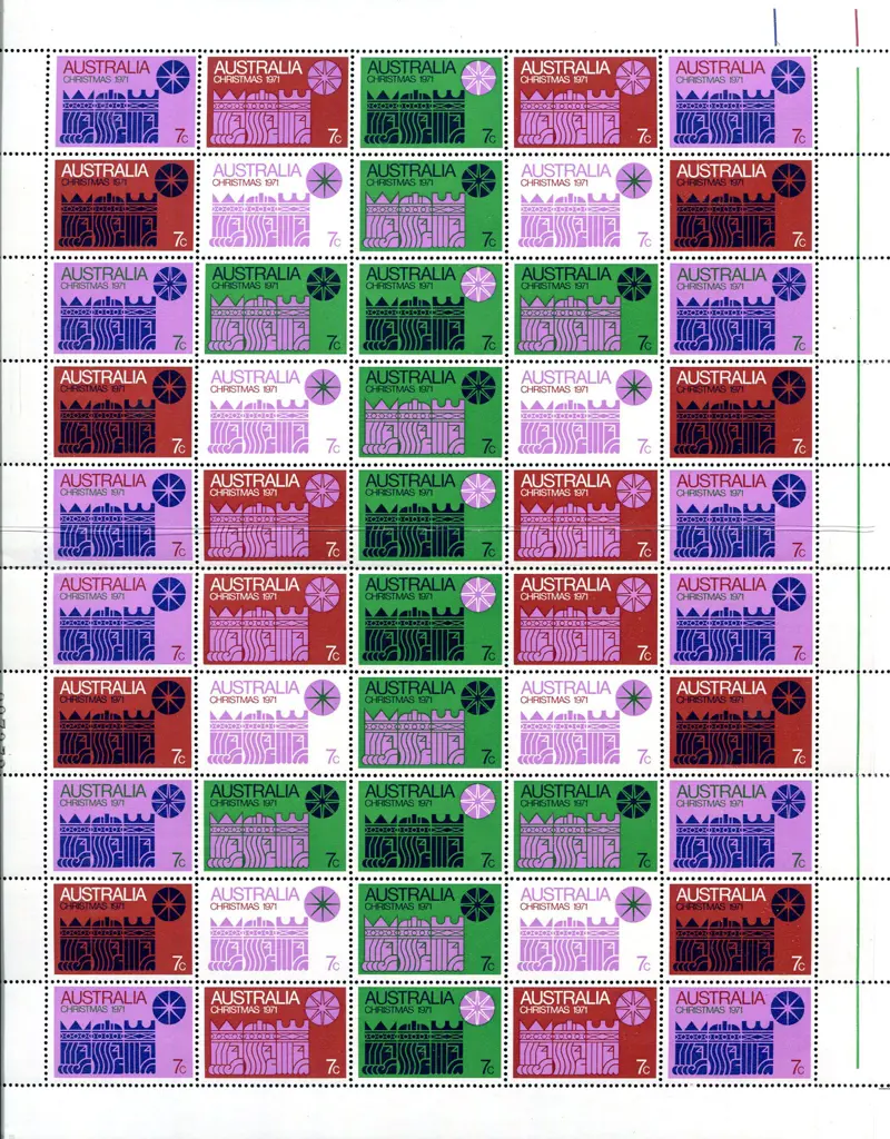1971 Christmas half sheet of 50 on cream paper. ... Image 1++