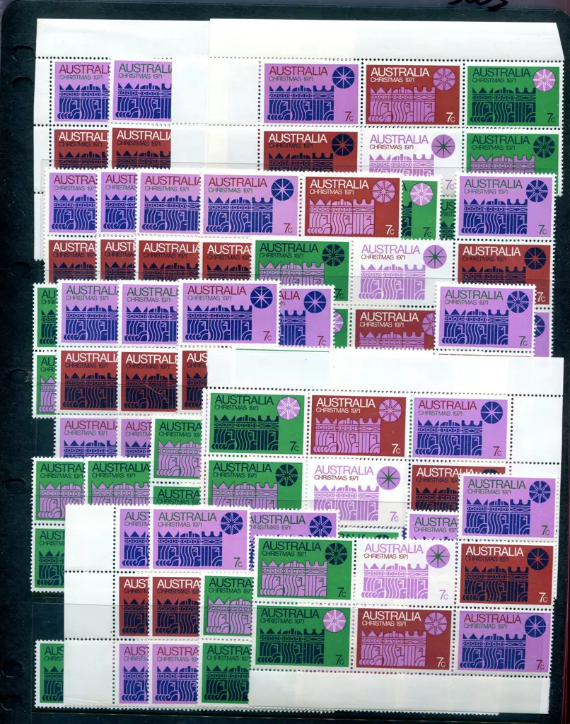 1971 Christmas panes of 25 x 16 with 5 on white ... Image 1++