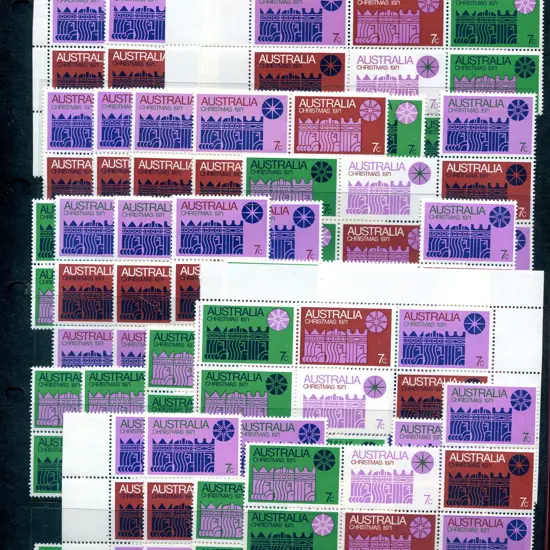 1971 Christmas panes of 25 x 16 with 5 on white ...