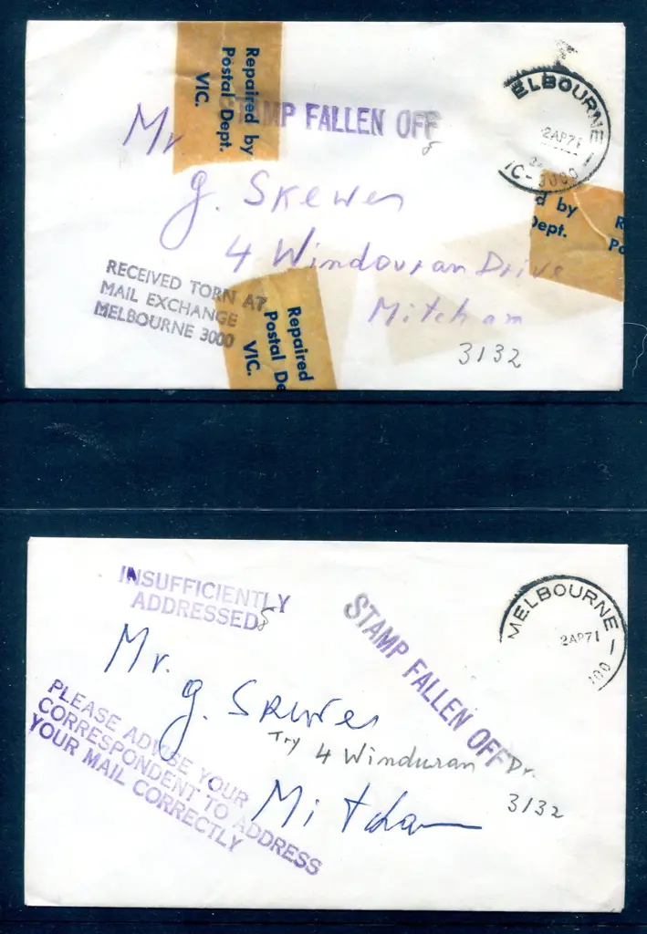 1971 pair of envs with one damaged, the other with ... Image 1++