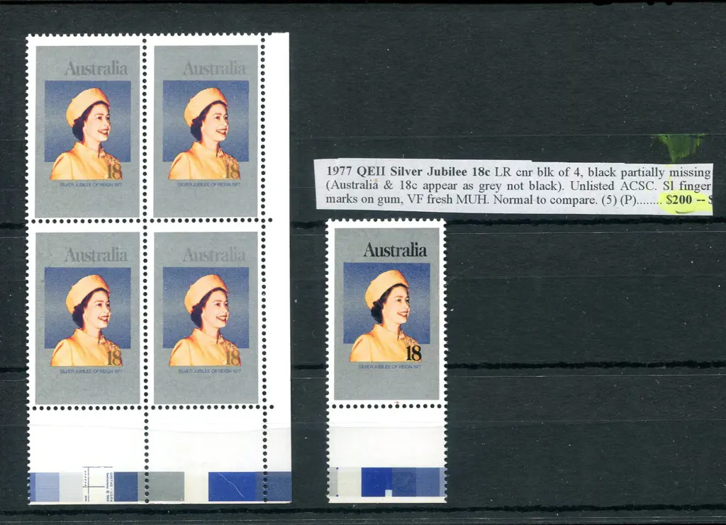 1977 18¢ Silver Jubilee bottom right marginal ... Image 1++