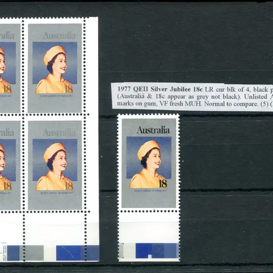 1977 18¢ Silver Jubilee bottom right marginal ...