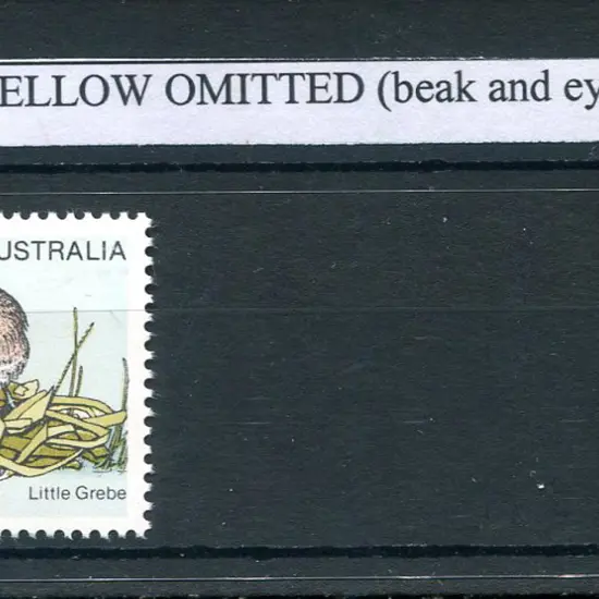 1978 20c Little Grebe with "yellow omitted" as ...