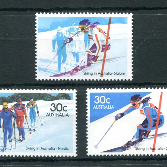 1984 30c skiing with the "black, yellow and ...