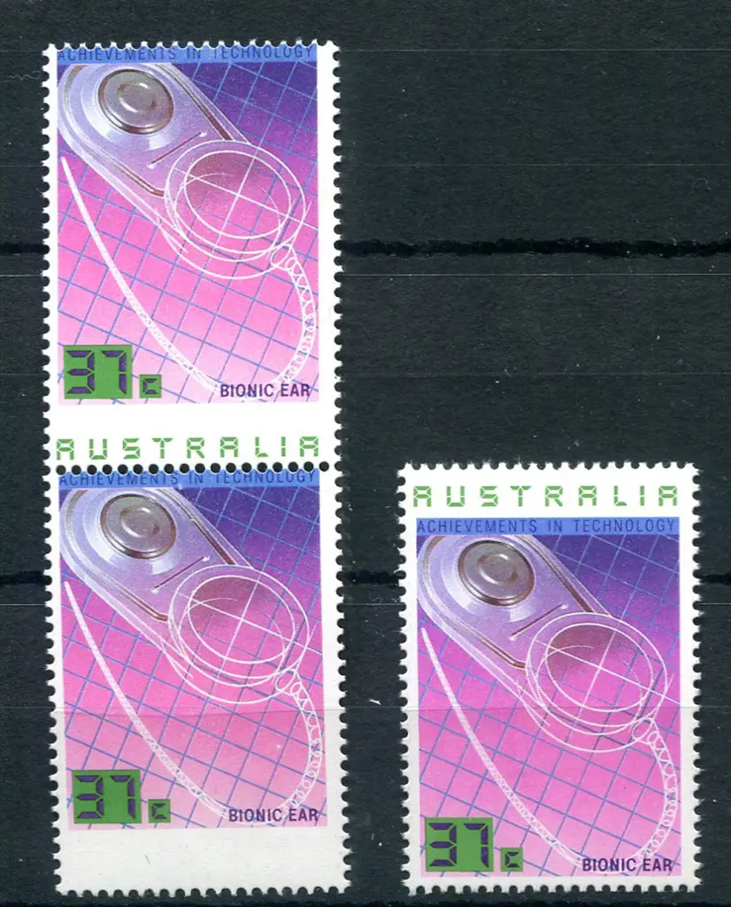 1987 37c Bionic Ear vert pair from Technology set ... Image 1++