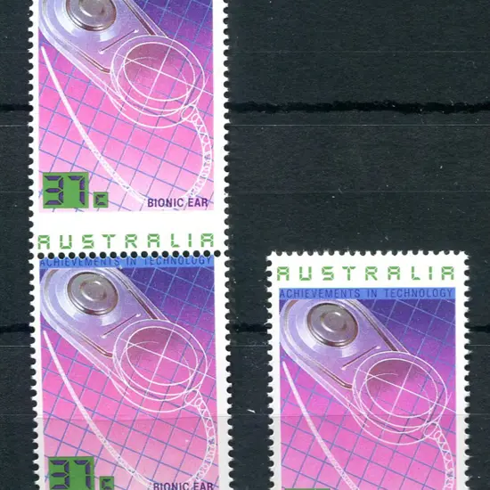 1987 37c Bionic Ear vert pair from Technology set ...