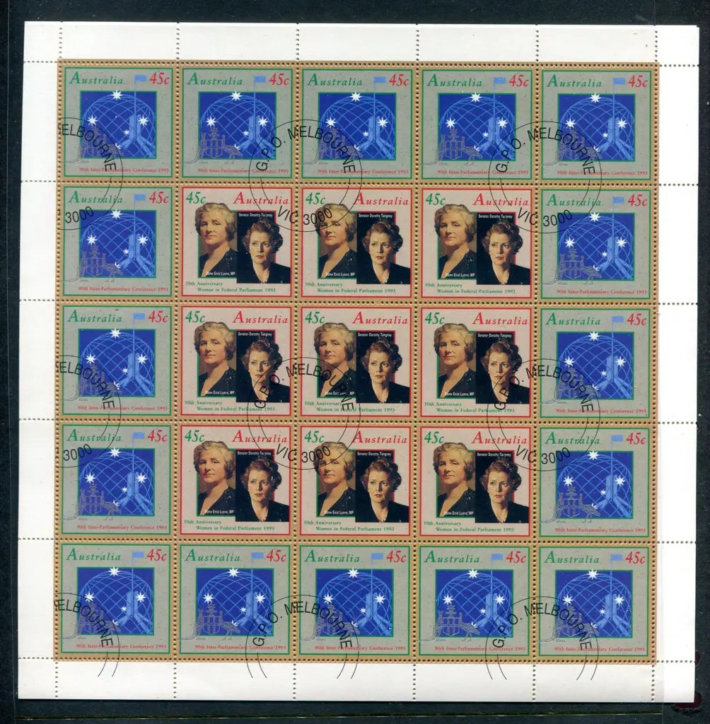 1993 $22.50 IPC & Women Parliament panes of 25 ... Image 1++