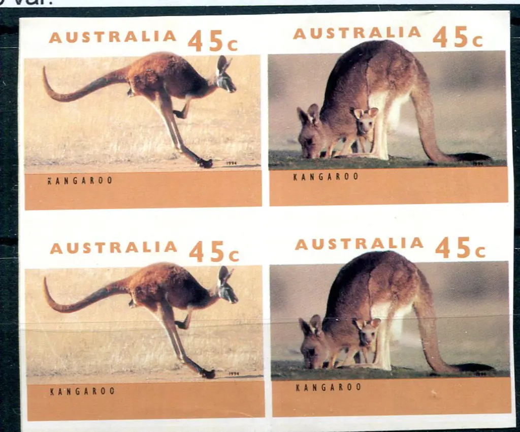 1994 45c kangaroo in motion & mother & joey design ... Image 1++