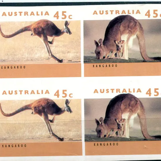 1994 45c kangaroo in motion & mother & joey design ...