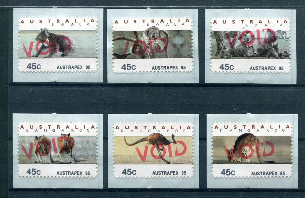 1994 Kangaroos & Koalas Counter Printed Stamps ... Image 1++