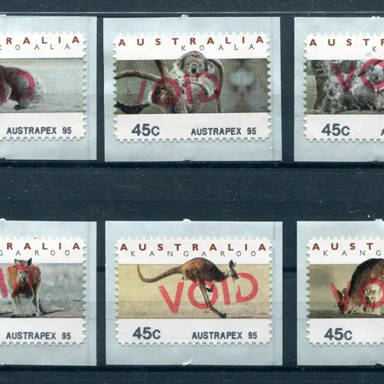 1994 Kangaroos & Koalas Counter Printed Stamps ...