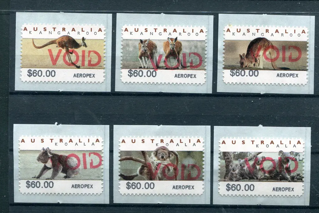 1994 Kangaroos & Koalas Counter Printed Stamps set ... Image 1++