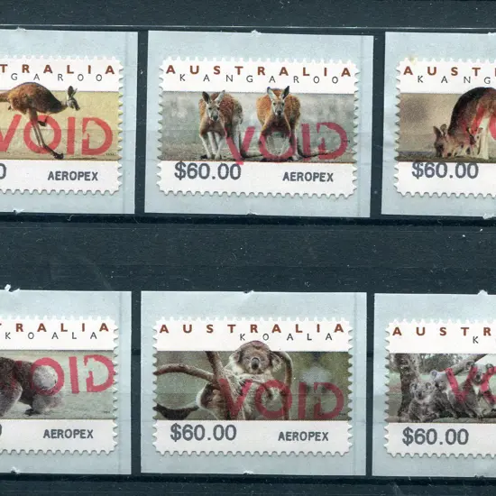 1994 Kangaroos & Koalas Counter Printed Stamps set ...