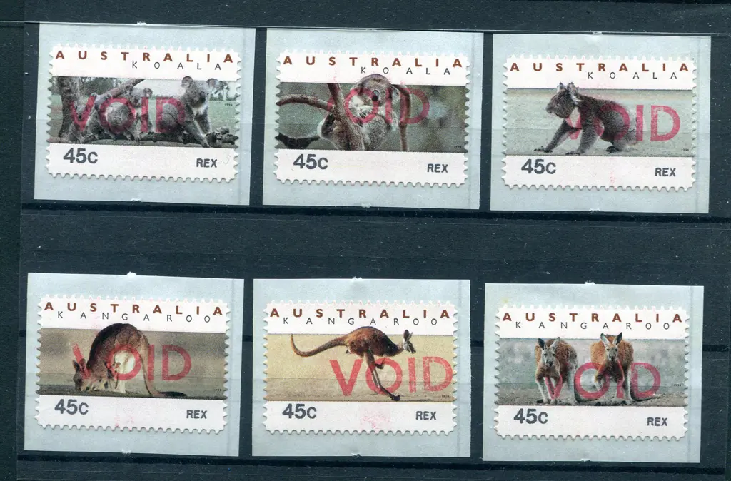 1994 Kangaroos & Koalas Counter Printed Stamps as ... Image 1++