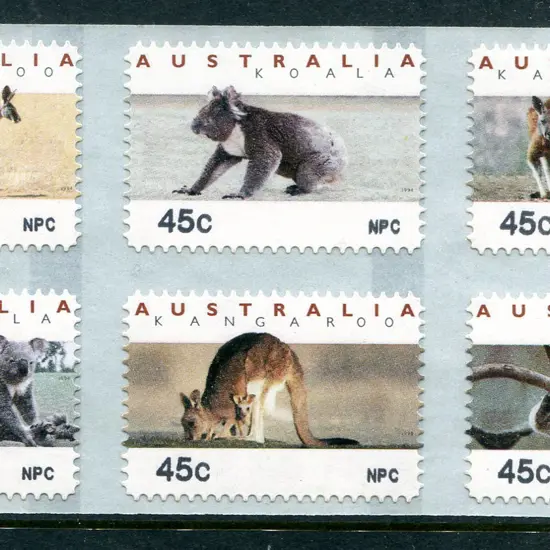 1994 Kangaroos & Koalas Counter Printed Stamps ...