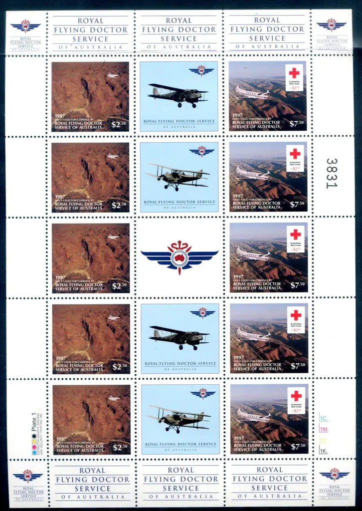 1997 $50 Royal Flying Doctor sheetlets of 10 with ... Image 1++