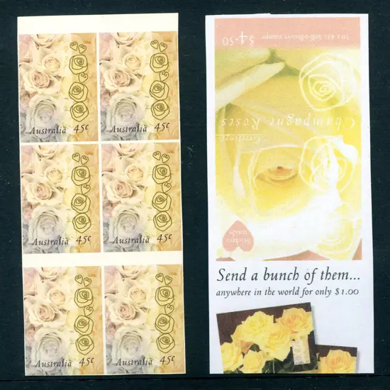 1998 45c Champagne Roses S/A block of 6 from the ...