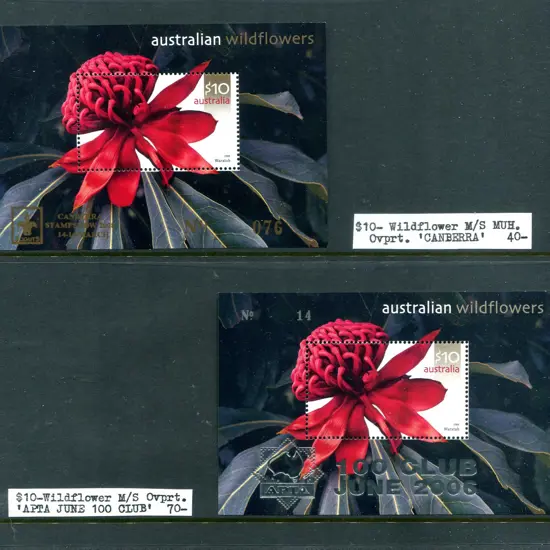 2006 $10 Wildflowers embossed M/S's x 2 ovptd ...