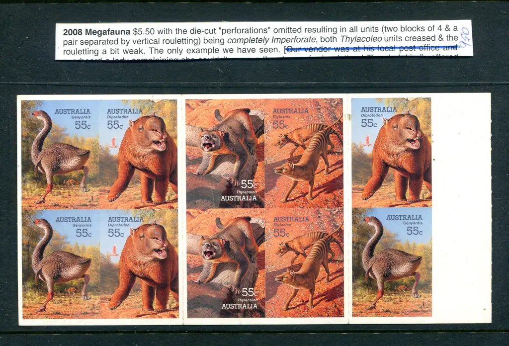 2008 $5.50 Megafauna with the die-cut perforations ... Image 1++