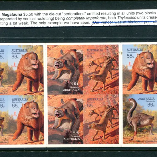 2008 $5.50 Megafauna with the die-cut perforations ...