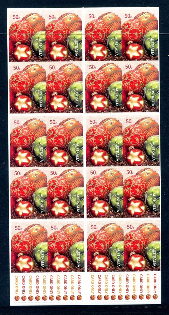 2008 $10 Christmas S/A booklet with the top rows ... Image 1++