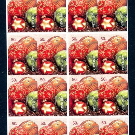 2008 $10 Christmas S/A booklet with the top rows ...
