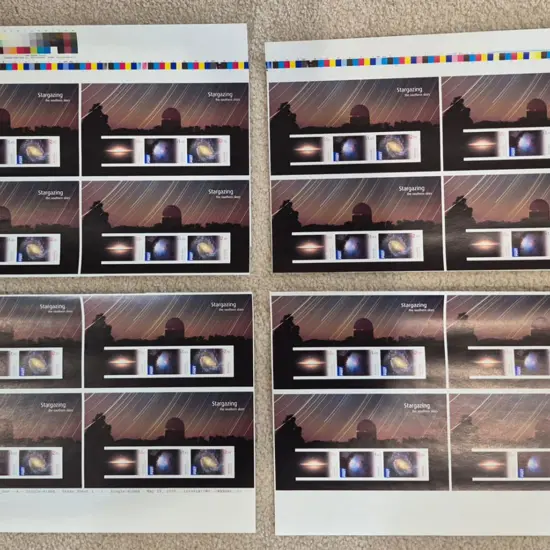 2009 Stargazing imperforate M/S's x 16 in corner ...