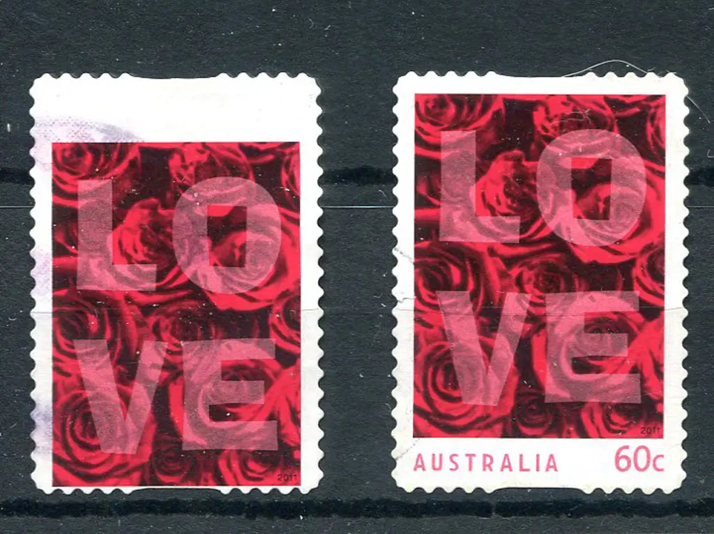 2011 60c Roses/Love S/A used with major perf shift ... Image 1++