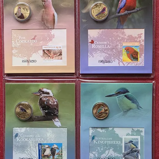 2011 Birds set of 4 with $1 coloured pictorial ...