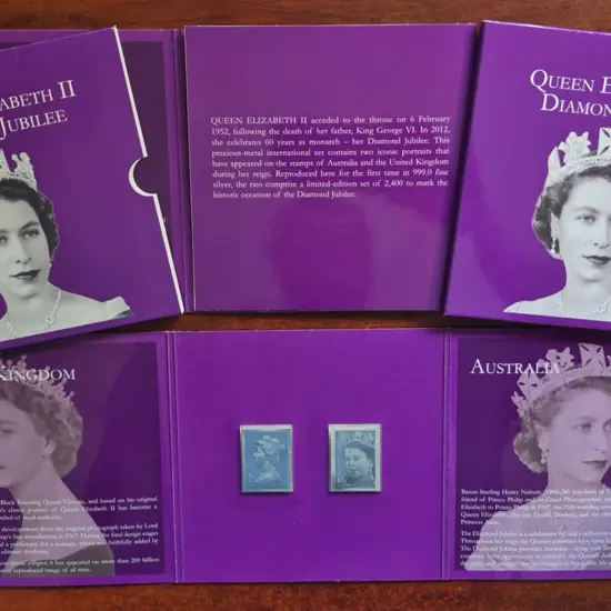 2012 QEII Diamond Jubilee silver stamp pres ...