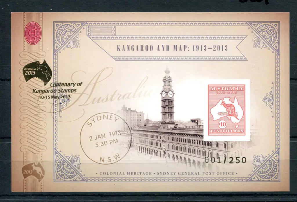 2013 $10 Centenary of Kangaroo Stamps imperf M/S ... Image 1++