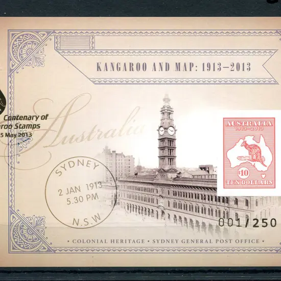 2013 $10 Centenary of Kangaroo Stamps imperf M/S ...