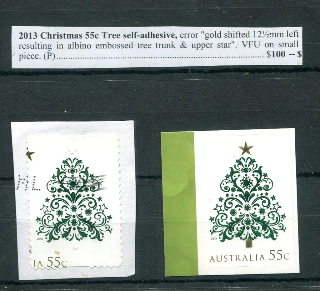 2013 55c Christmas S/A with massive shift of gold ... Image 1++